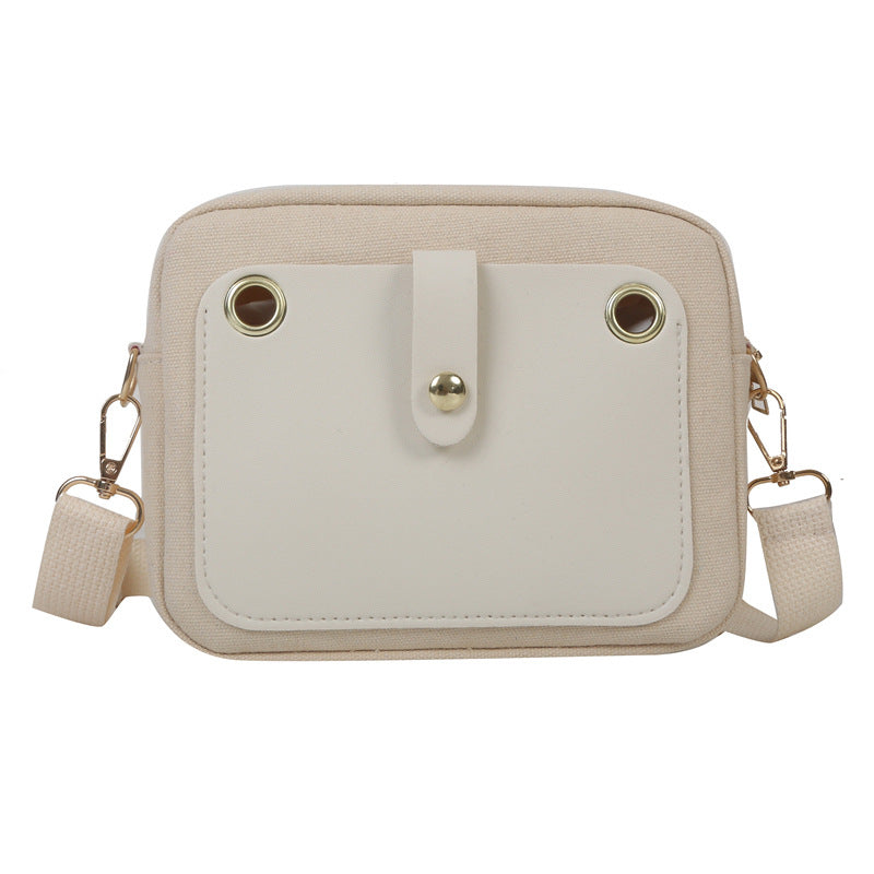 Wholesale Contrasting Color Cute Simple Canvas Shoulder Bag